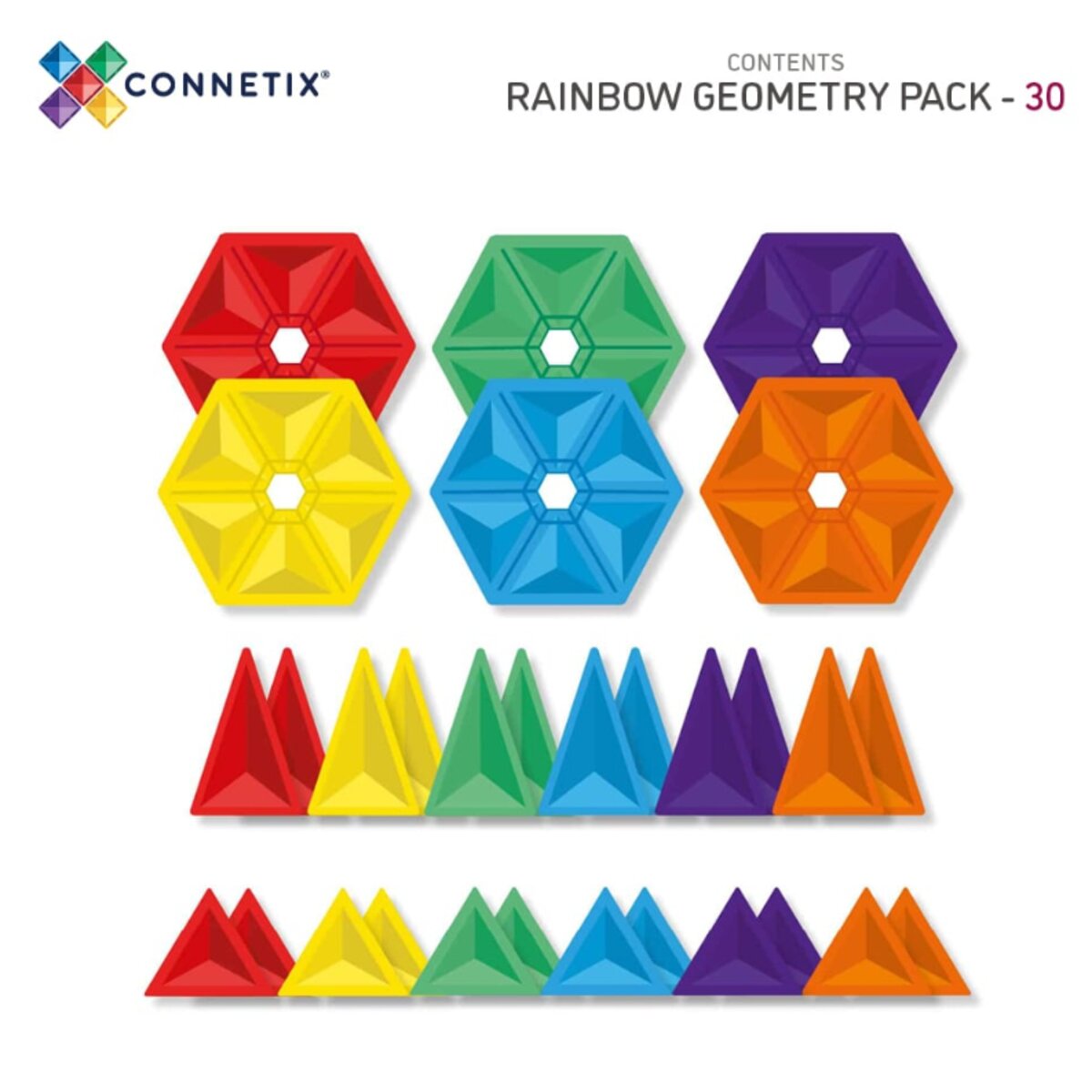 Connetix Regenbogen-Geometrie-Paket, 30 Teile