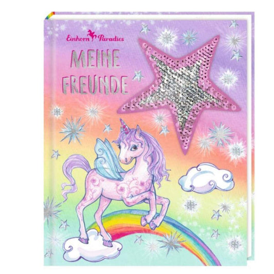 Coppenrath Verlag Freundebuch: Einhorn-Paradies  Meine Freunde mit Wendepailletten