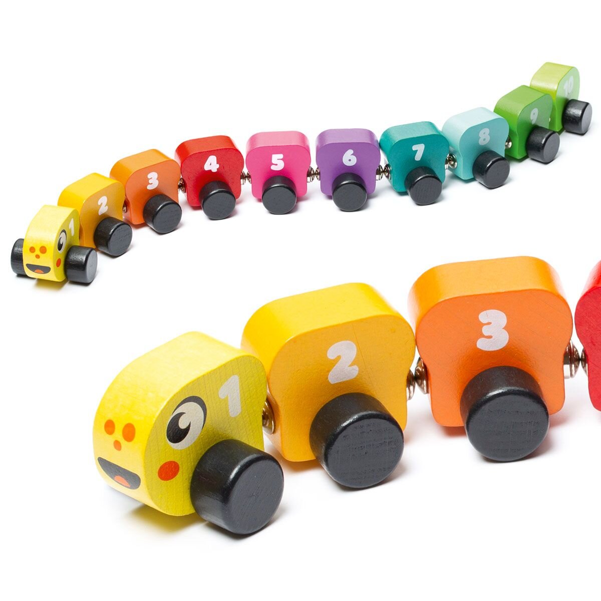 Cubika Holzspielzeug Holzzug «Regenbogenraupe»