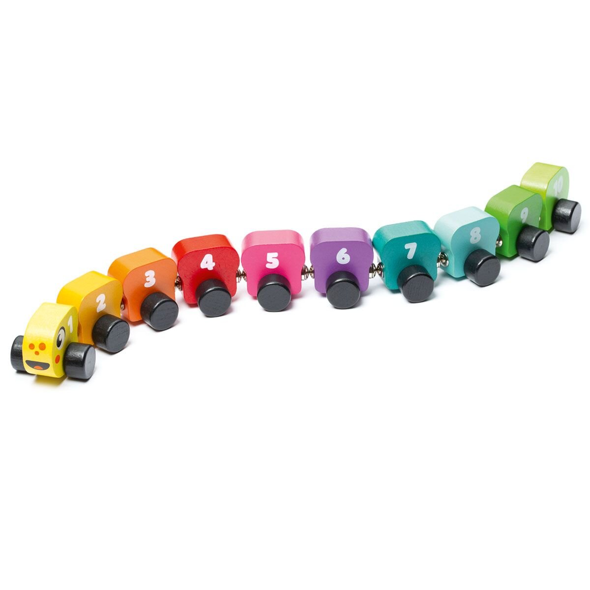 Cubika Holzspielzeug Holzzug «Regenbogenraupe»