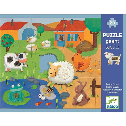 Djeco Bodenpuzzle: Fühlpuzzle Bauernhof - 12 Stk.