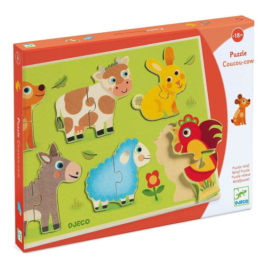 Djeco Holzpuzzle: Coucou cow, 12 Teile