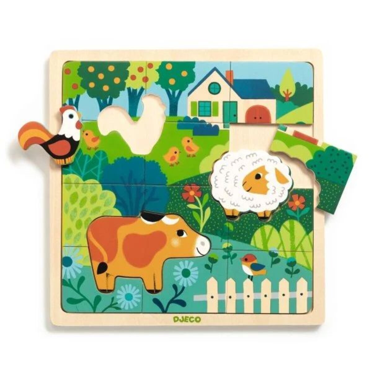 Djeco Holzpuzzle: Farm, 15 Teile