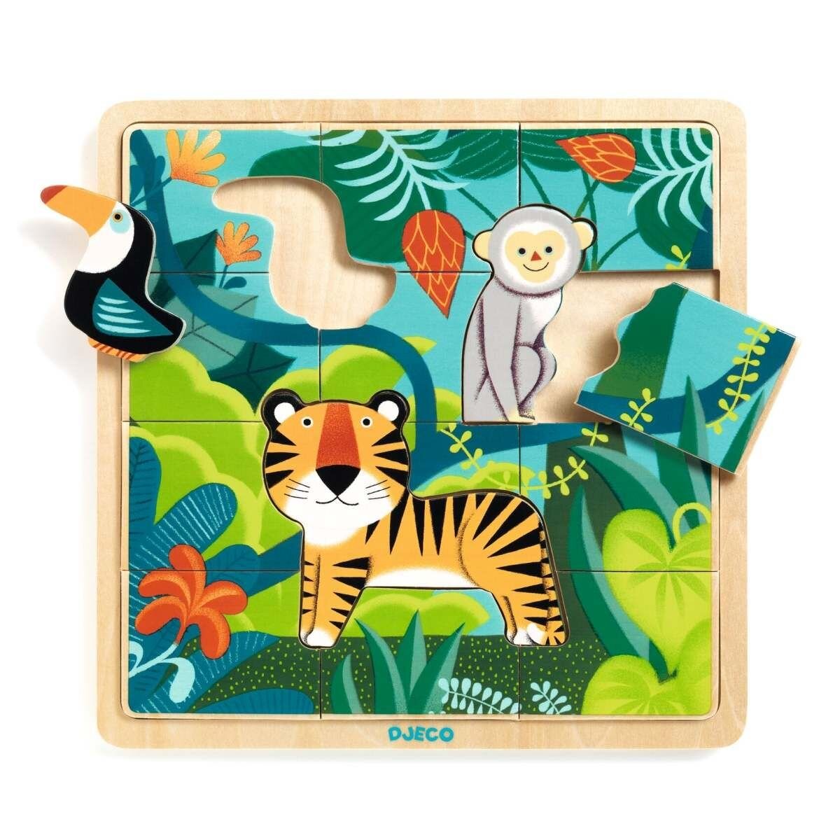 Djeco Holzpuzzle: Puzzle Dschungel, 15 Teile