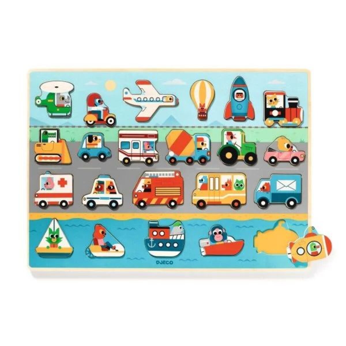 Djeco Holzpuzzle: Vroom, 22 Teile