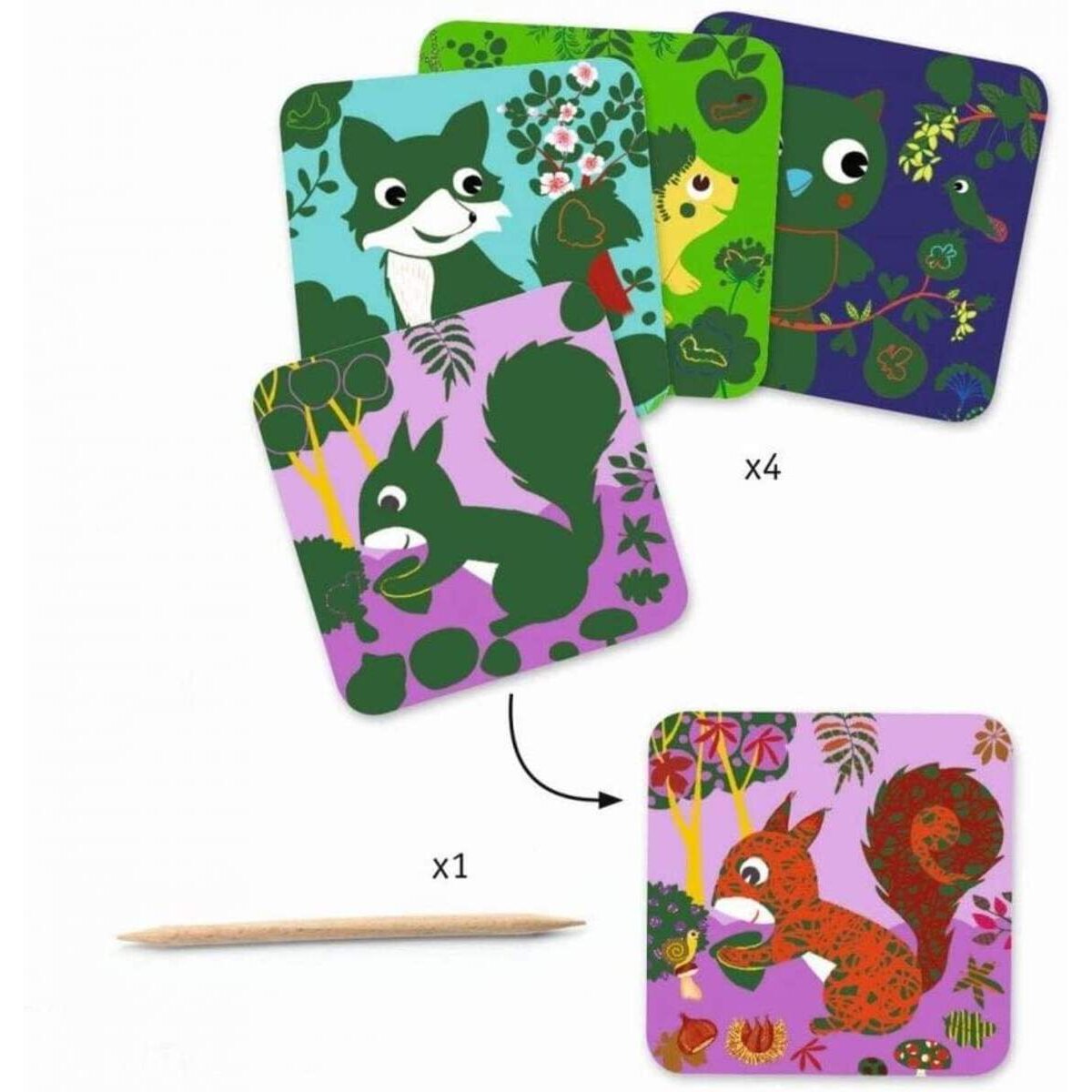 Djeco Kratzbilder 3-6: Tiere vom Land