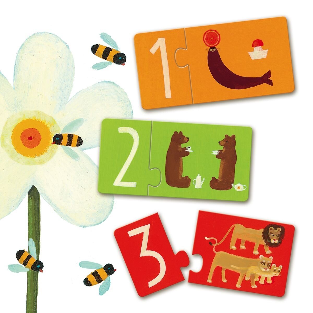Djeco Lernspiel: Puzzle duo/trio: Zahlen
