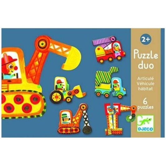 Djeco Lernspiel: Puzzle duo: Bewegte Fahrzeuge