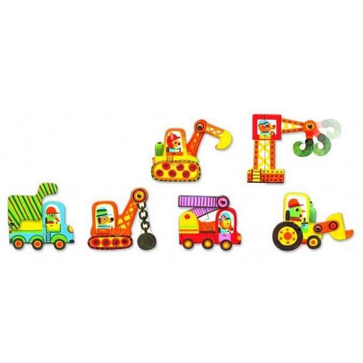 Djeco Lernspiel: Puzzle duo: Bewegte Fahrzeuge
