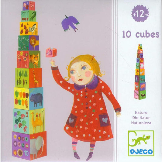 Djeco Stapelturm: 10 nature and animal blocks