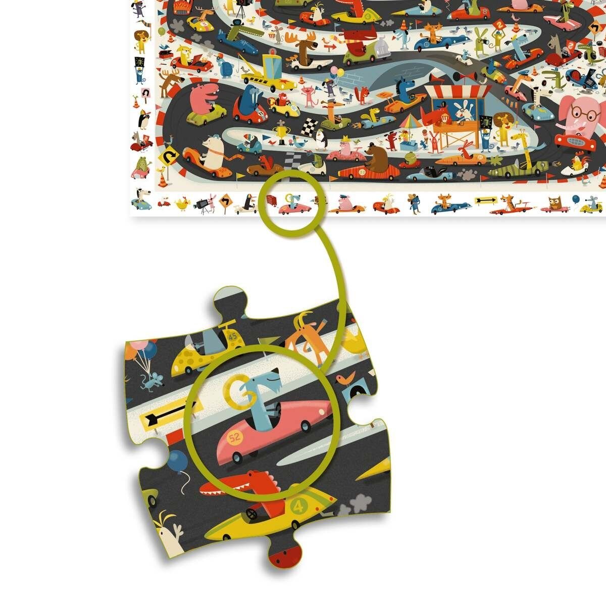 Djeco Wimmelpuzzle: Auto Ralley, 54 Teile