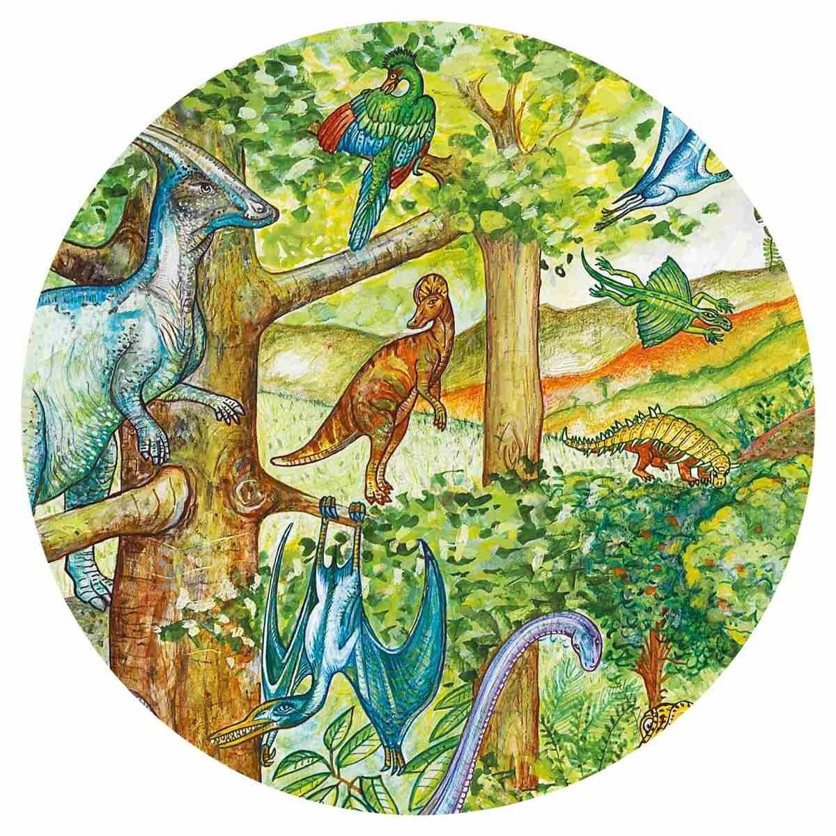 Djeco Wimmelpuzzle: Dinosaurier, 100 Teile