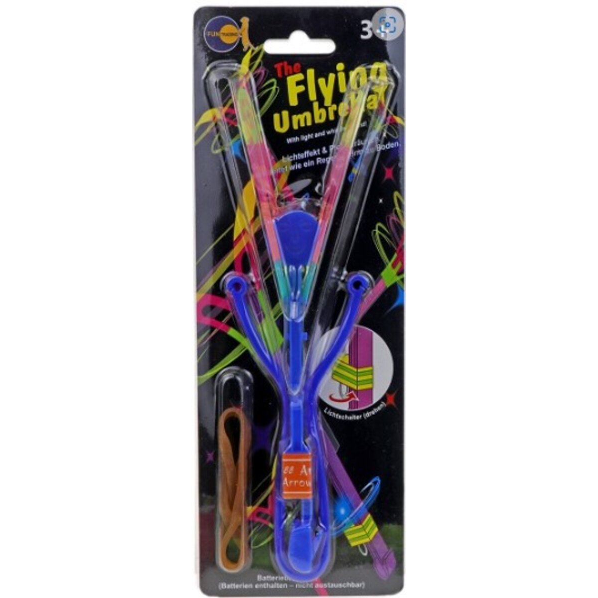 Fun Trading Flying Umbrella leuchtender Flugkreisel 25 cm, 1 Stück, 4-fach sortiert