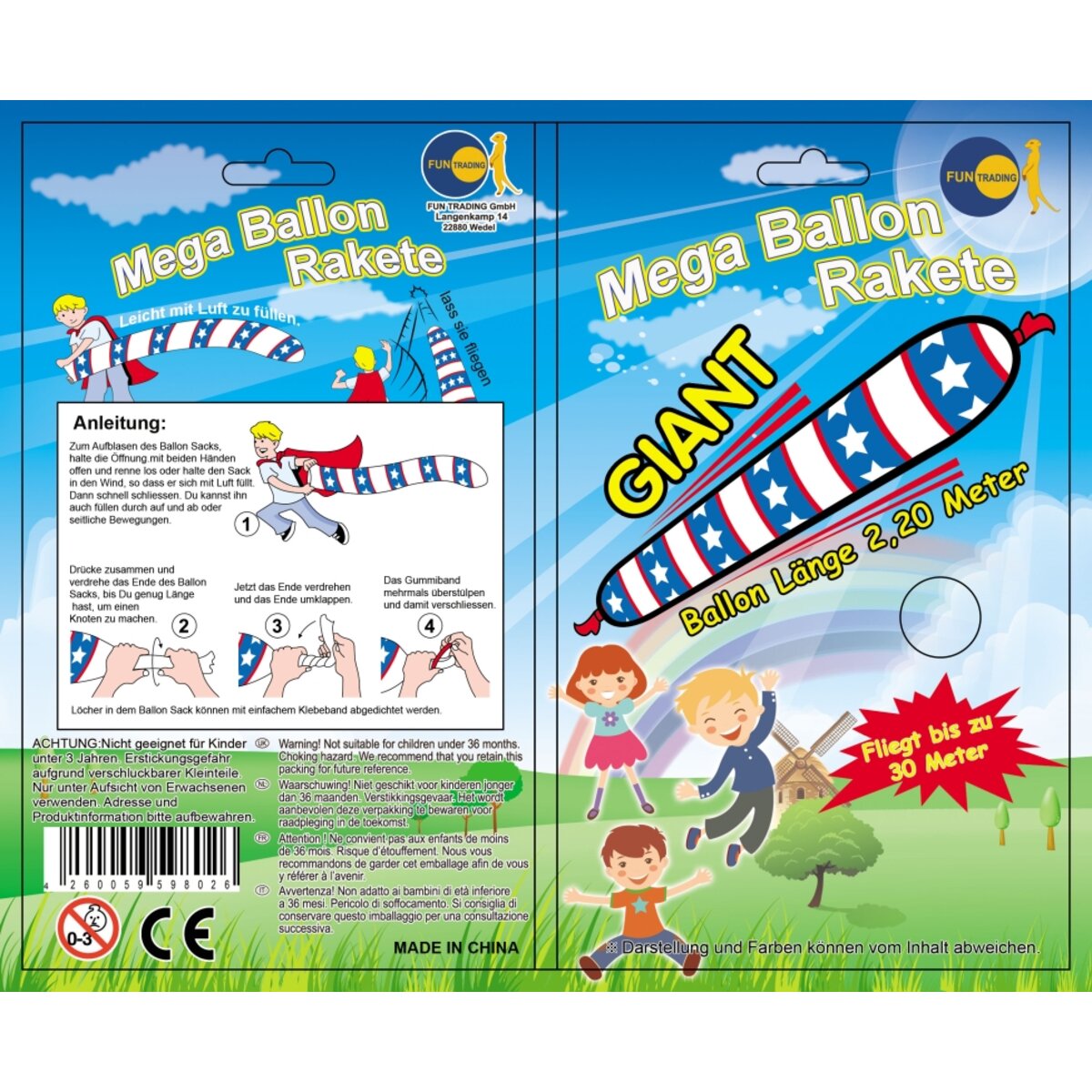 Fun Trading Mega Ballon Rakete 2,20 m