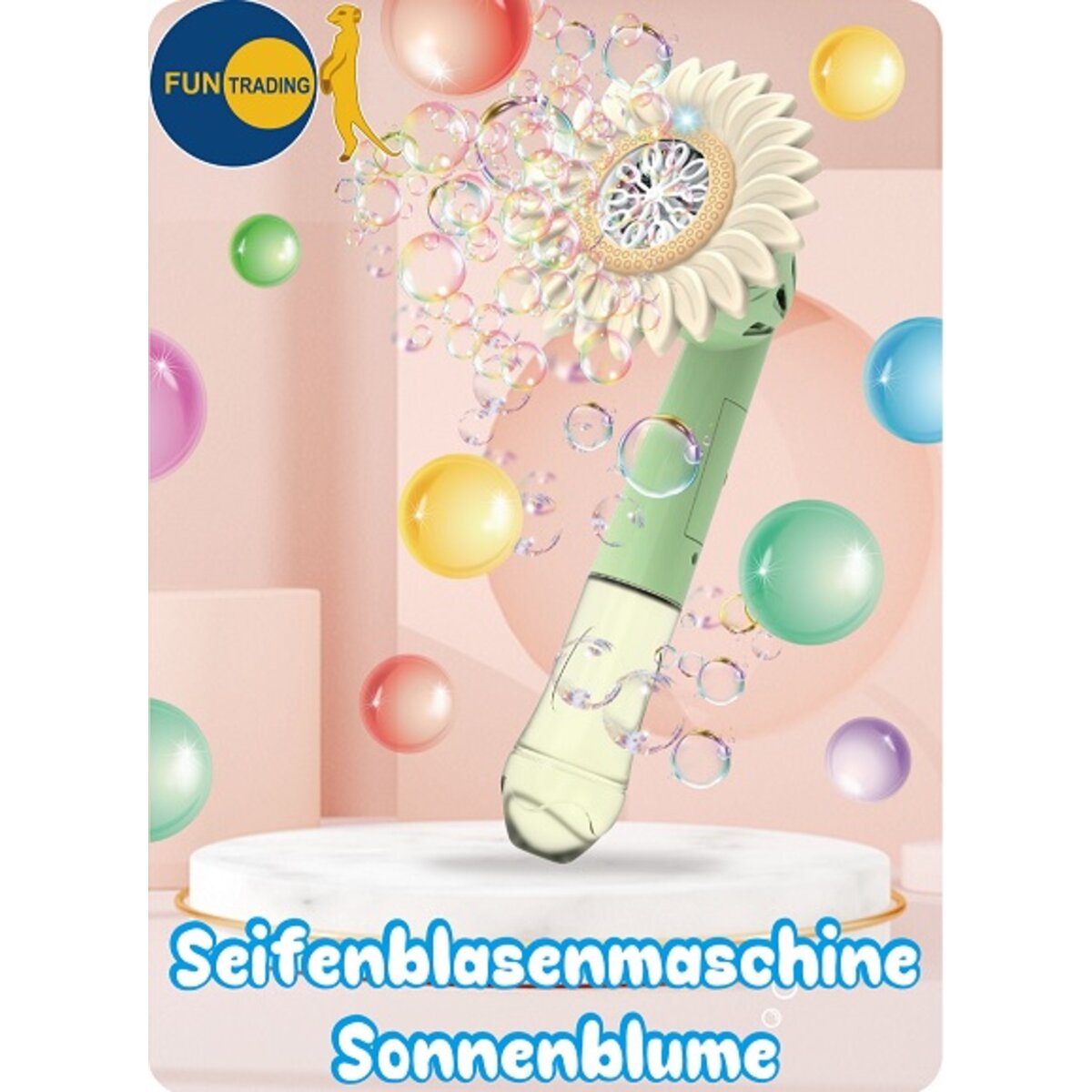 Fun Trading Seifenblasenmaschine Sonnenblume, 1 Stück, 2-fach sortiert