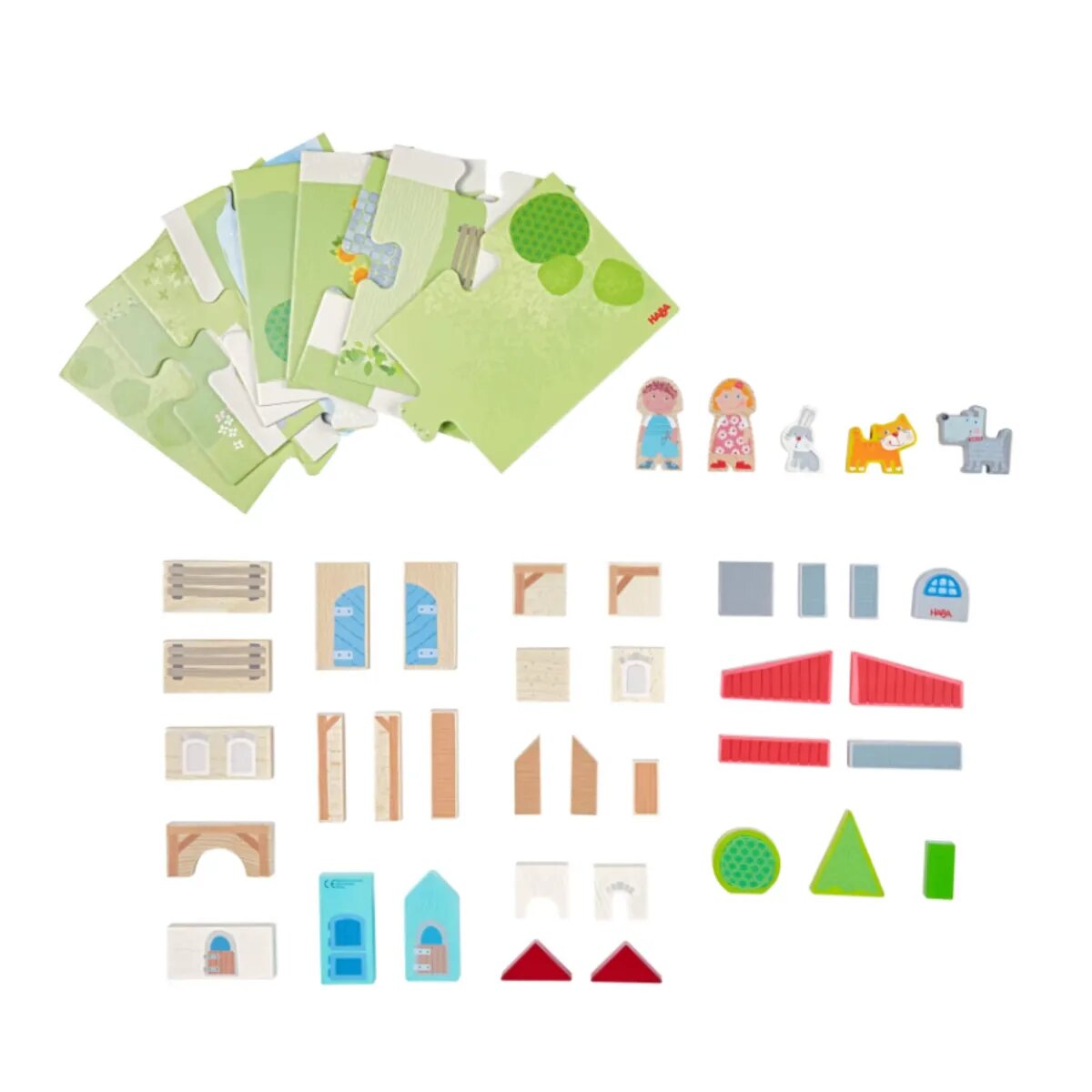 HABA 1306781001 Bausteine Puzzle-Bauernhof, 47-teilig