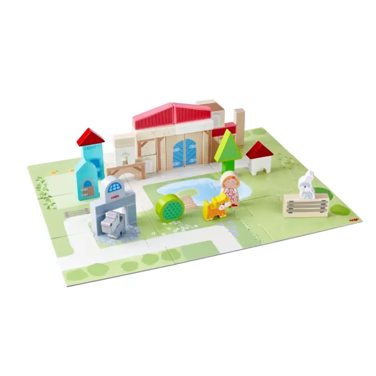 HABA 1306781001 Bausteine Puzzle-Bauernhof, 47-teilig