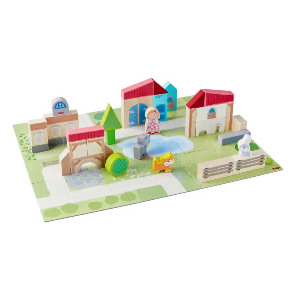 HABA 1306781001 Bausteine Puzzle-Bauernhof, 47-teilig