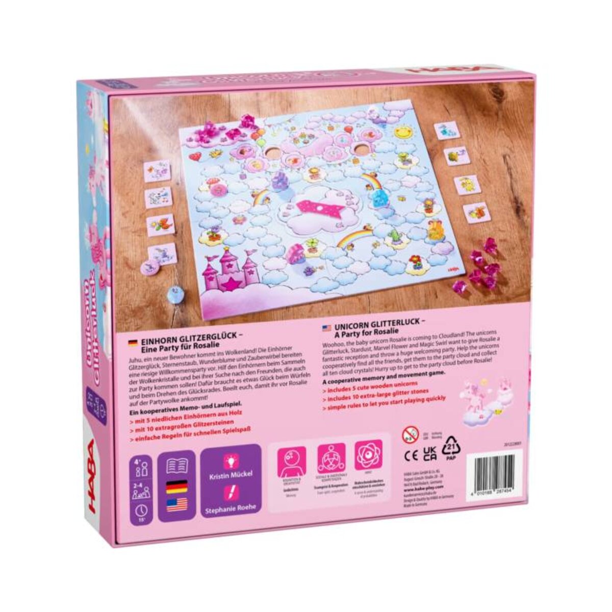 HABA Einhorn Glitzerglück Eine Party für Rosalie 5 niedliche Einhörner aus Holz