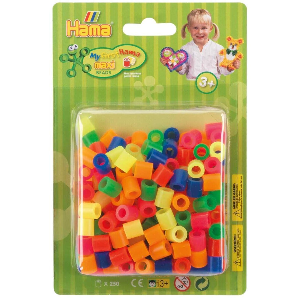Hama Maxi Bügelperlen Perlen Neonmix, 250 Stück