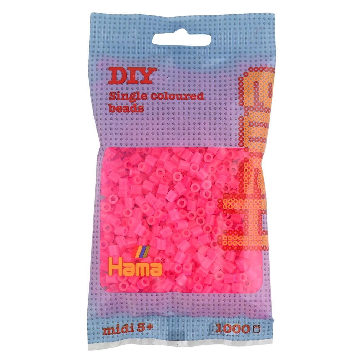 Hama Midi Bügelperlen, Neon-Fuchsia, ca. 1.000 Stück, Ø 5,0 mm