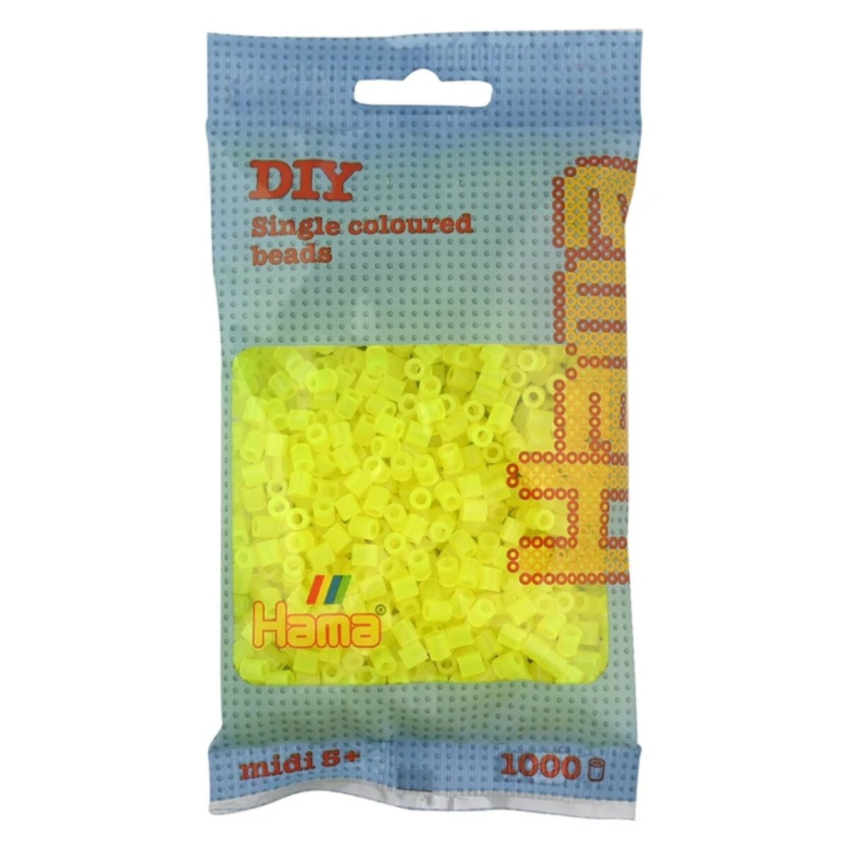 Hama Midi Bügelperlen, Neon-Gelb, ca. 1.000 Stück, Ø 5,0 mm