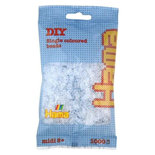 Hama Midi Bügelperlen, Transparent-Weiß, ca. 1.000 Stück, Ø 5,0 mm