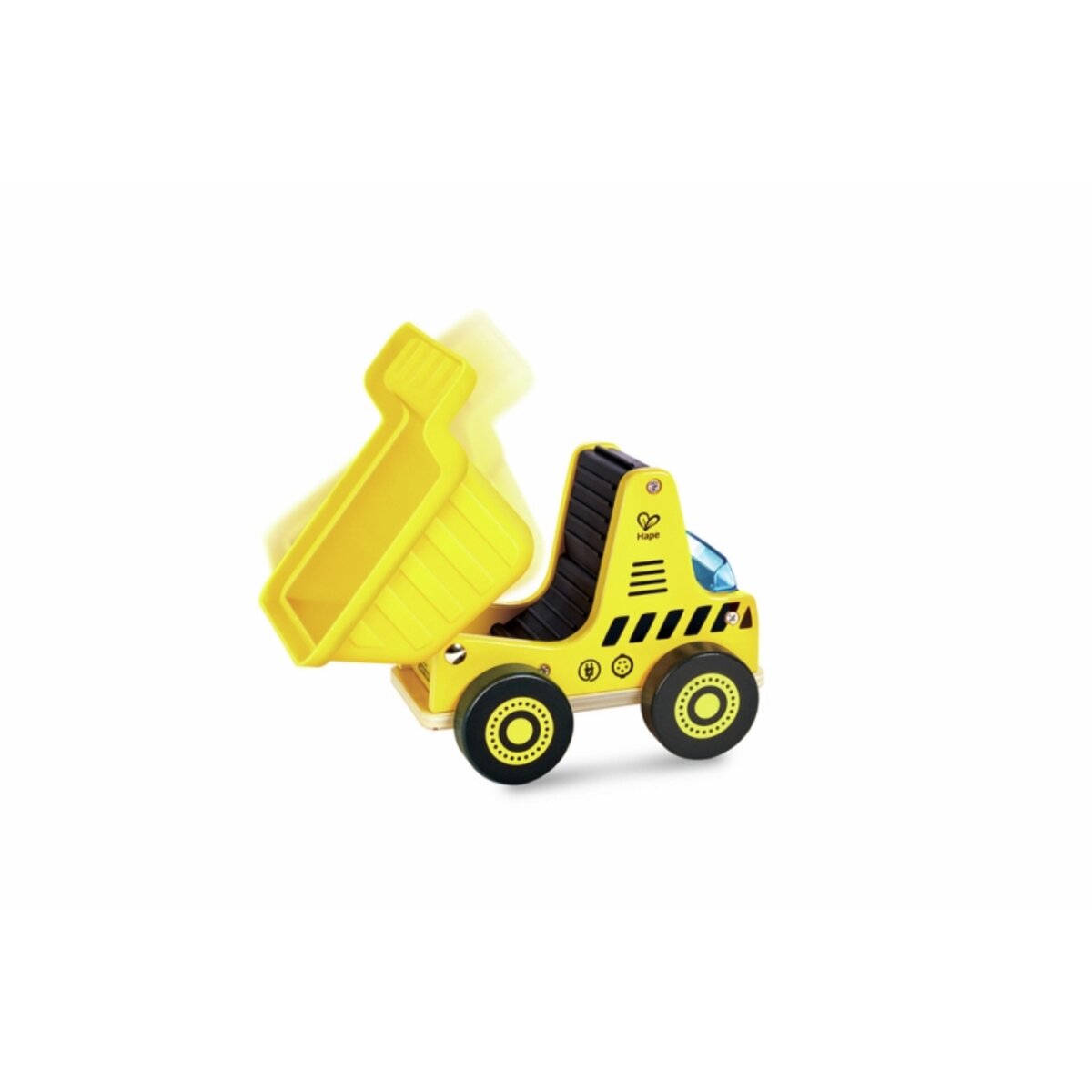 Hape Baumaschine Kipplaster mit Holzfigur und Straßensperre