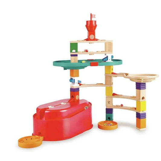 Hape Quadrilla Baukasten Behälter-Set, Murmelbahn mit Vorratsbehälter