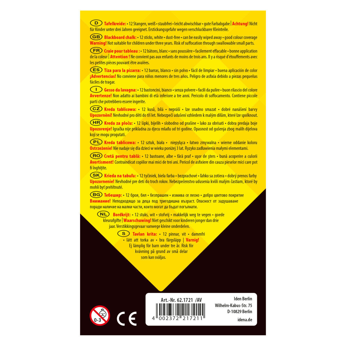 Idena Tafelkreide weiß 12er Faltschachtel
