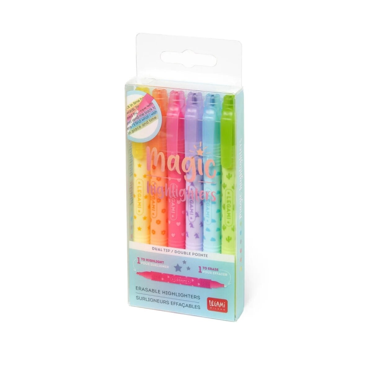Legami 6er Set löschbare Textmarker für feine und breite Linien Magic Highlighters