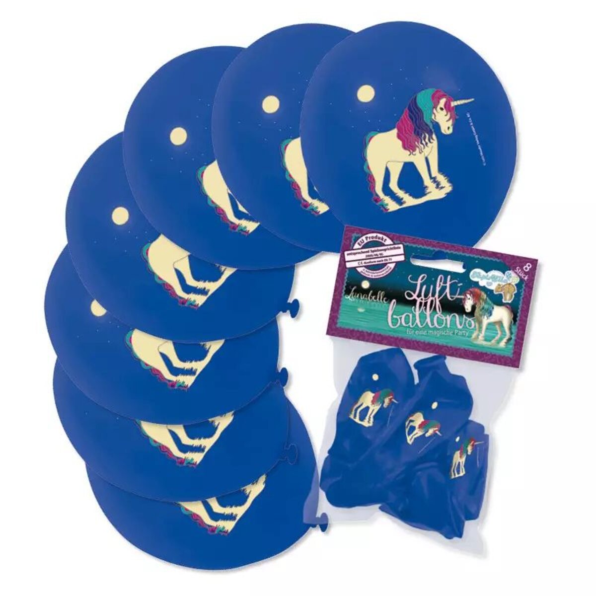 Lutz Mauder TapirElla Luftballons Einhorn Lunabelle, 8er Packung