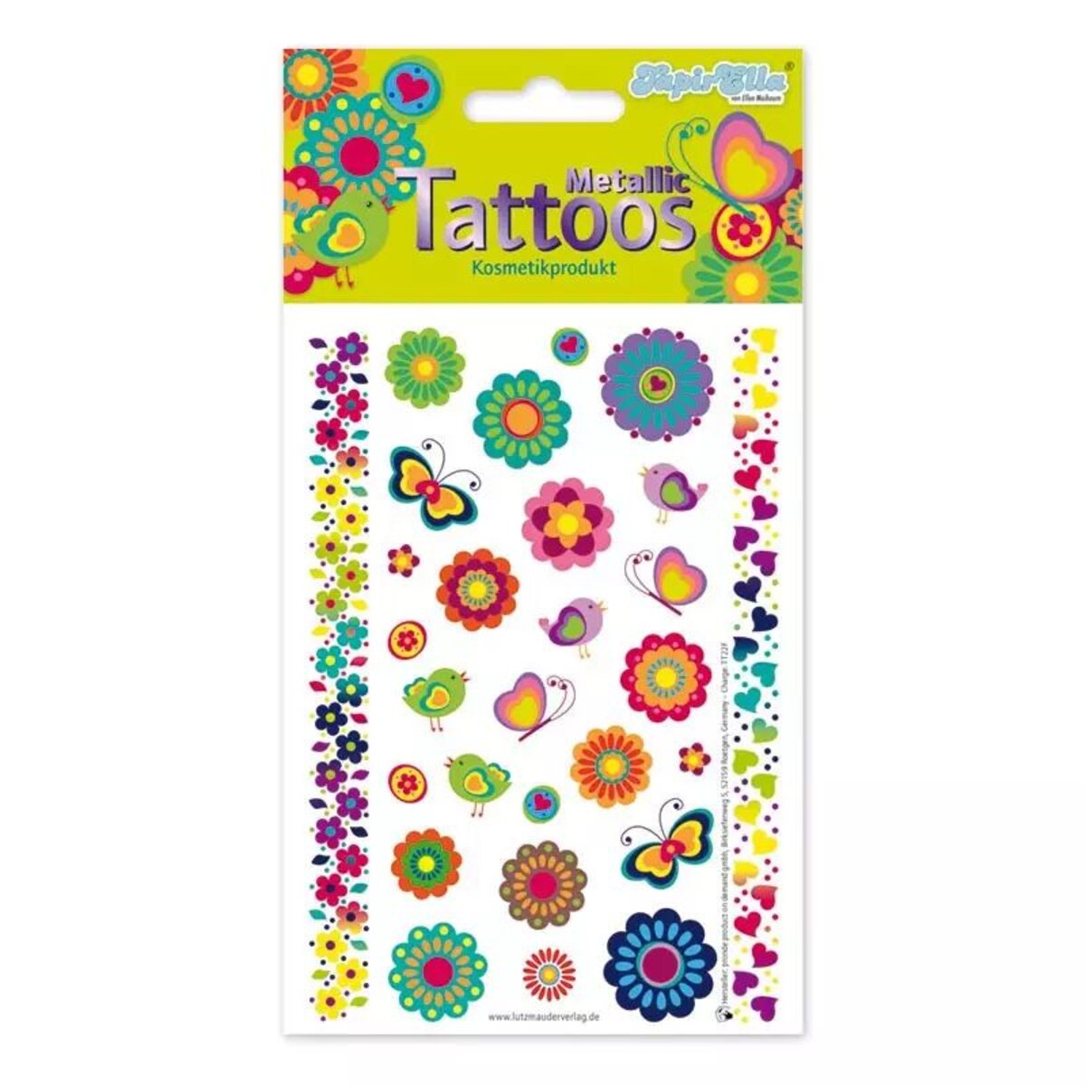 Lutz Mauder TapirElla Metallic Tattoo A6, Retro-Blumen