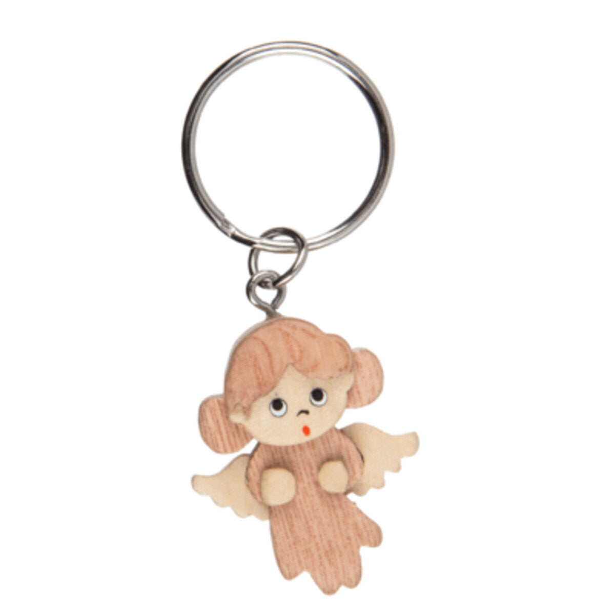 Out of the Blue Metall-Schlüsselanhänger, Naturholz-Engel, 3 cm, 1 Stück, 3-fach sortiert