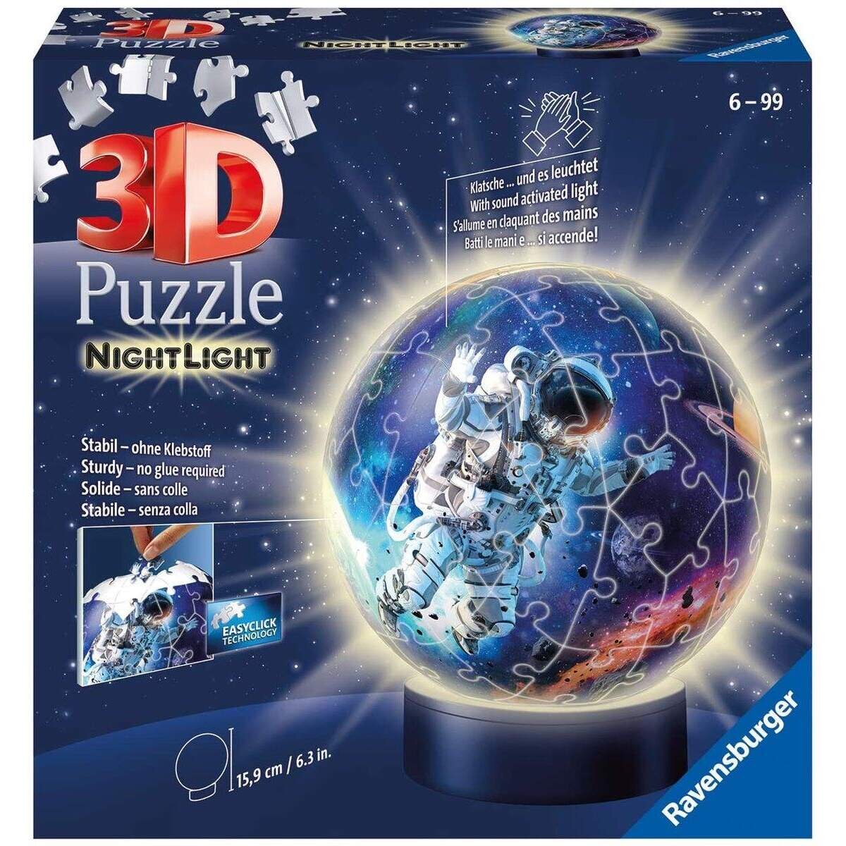 Ravensburger 3D Puzzle Astronauten im Weltall mit Nachtlicht, 72 Teile