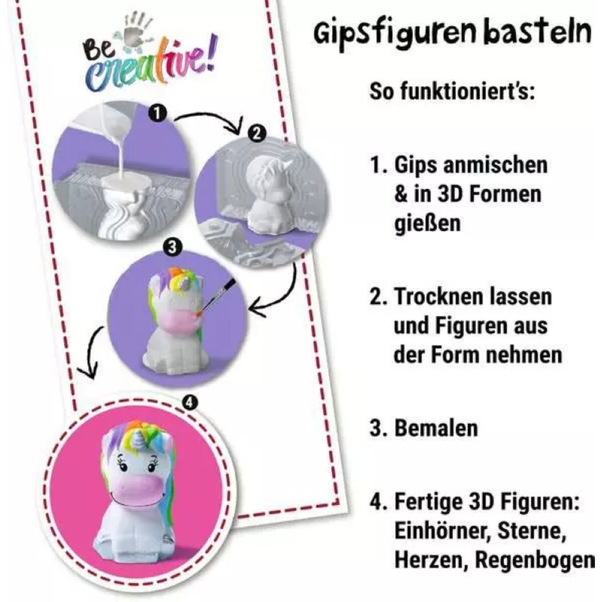 Ravensburger BeCrative Midi Bastelset DIY Gipsfiguren gießen Einhorn