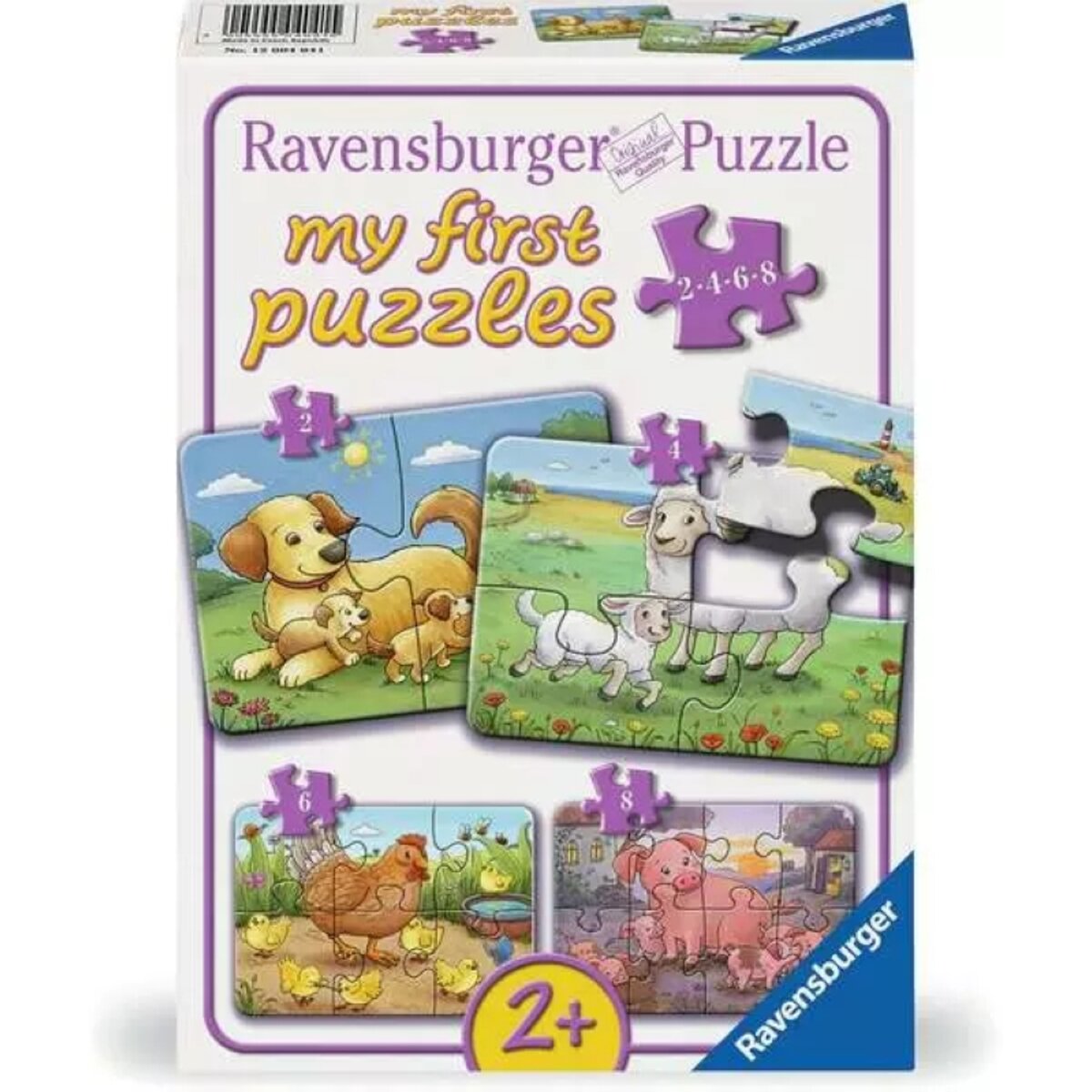 Ravensburger Kinderpuzzle 2 + 4 + 6 + 8 Teile Kleine Bauernhoftiere 21 x 15 cm