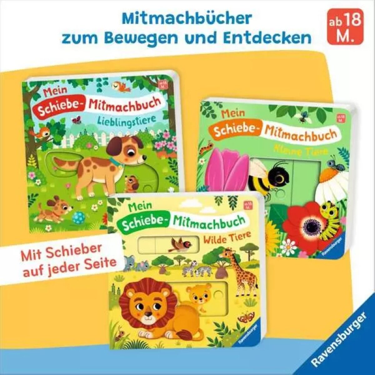 Ravensburger Kinderbuch Mein Schiebe-Mitmachbuch Lieblingstiere
