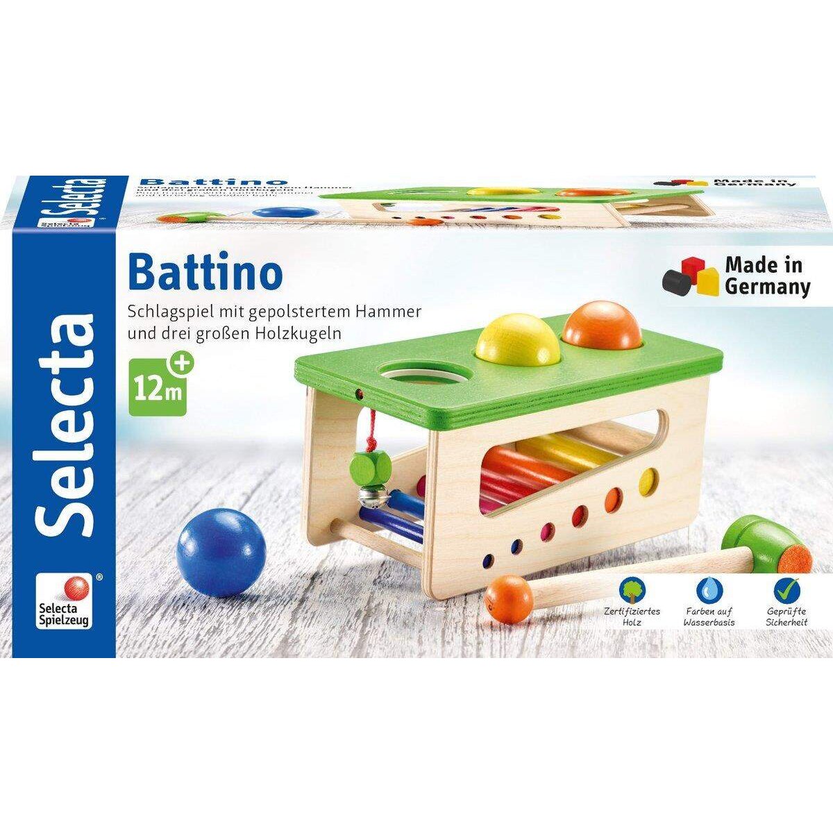 Selecta Klopfbank Battino aus Holz, 22 cm, bunt