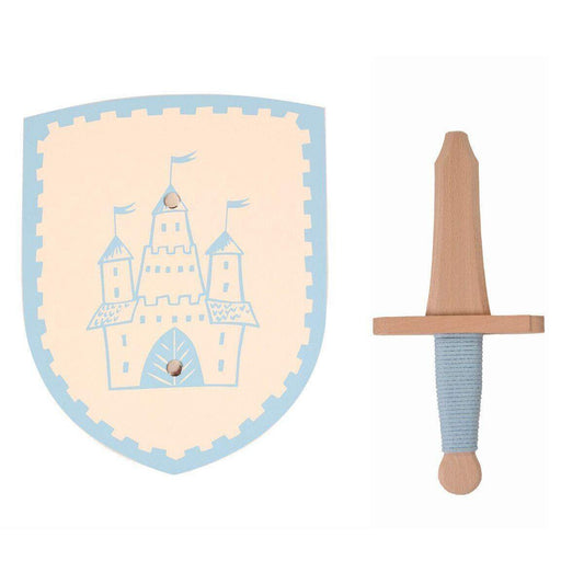 VAH Spielzeugmanufaktur Tristan Miniset Schild/Schwert, hellblau