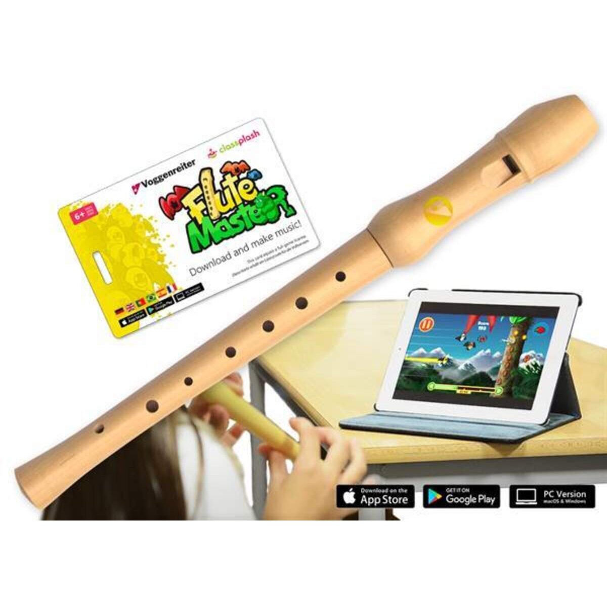 Voggenreiter Flute Master (App) mit Blockflöte aus Bergahorn