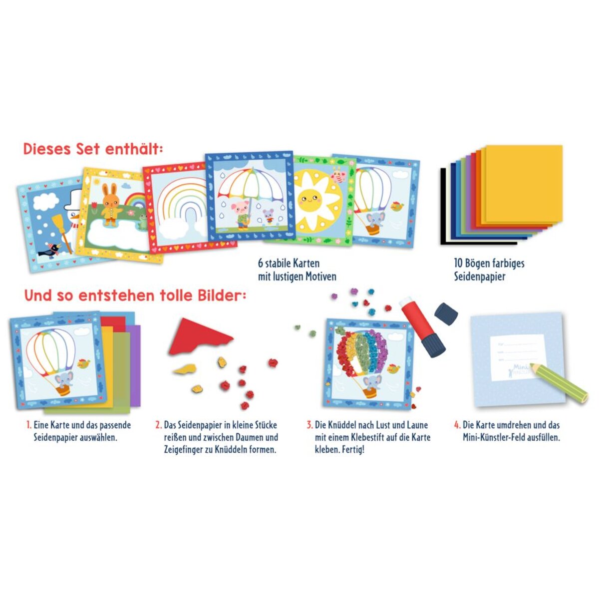 Coppenrath Verlag Mein 1. Bastelset: Knüddelbilder Regenbogen (Mini-Künstler)