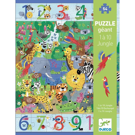 Djeco Bodenpuzzle: 1 bis 10 Dschungel 54 Teile