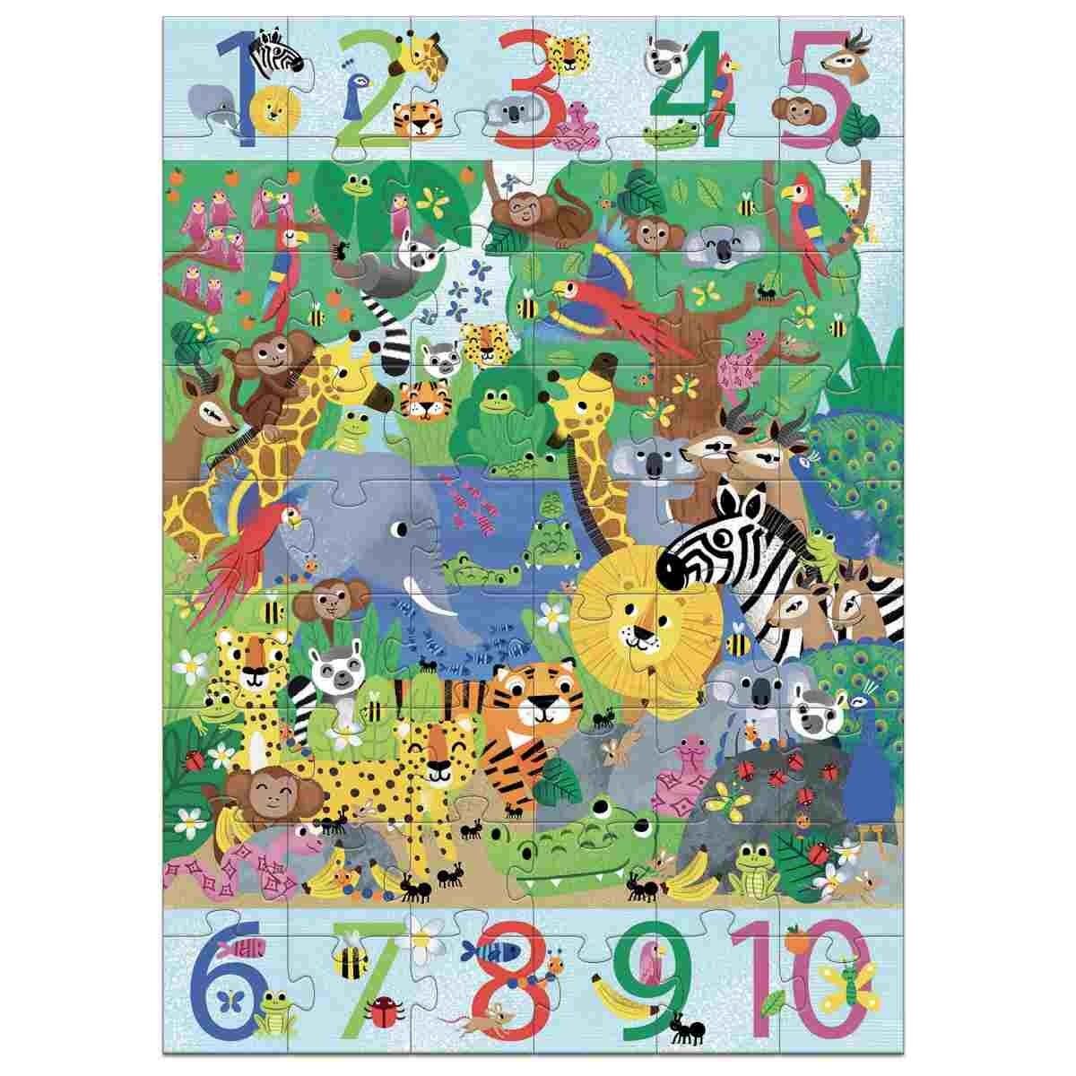 Djeco Bodenpuzzle: 1 bis 10 Dschungel 54 Teile