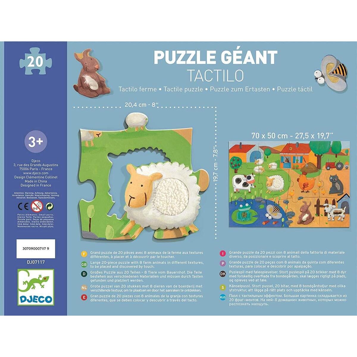 Djeco Bodenpuzzle: Fühlpuzzle Bauernhof - 12 Stk.