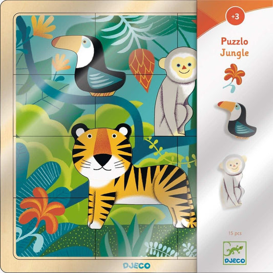 Djeco Holzpuzzle: Puzzle Dschungel, 15 Teile