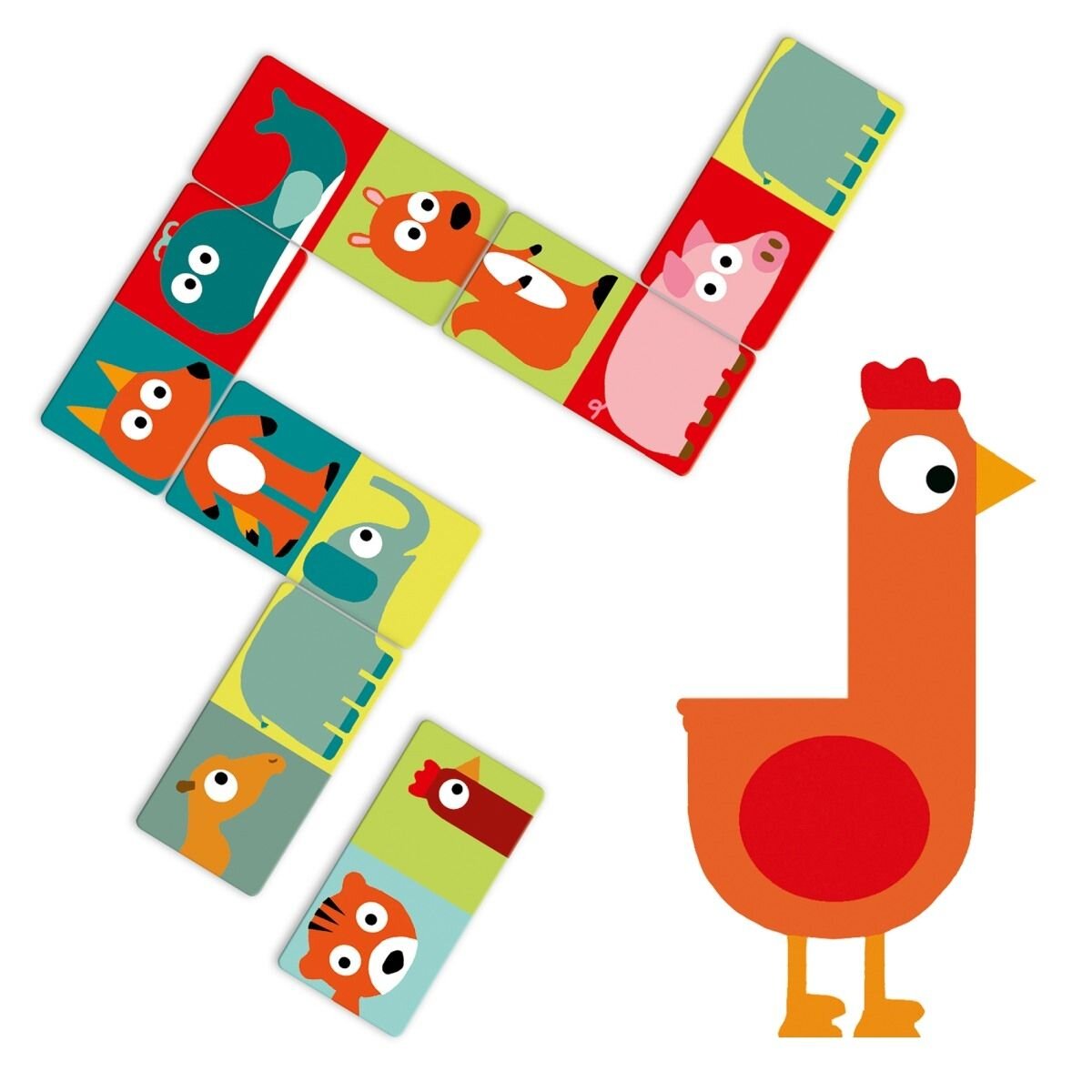 Djeco Lernspiele: Domino Animo-puzzle, 28 Teile