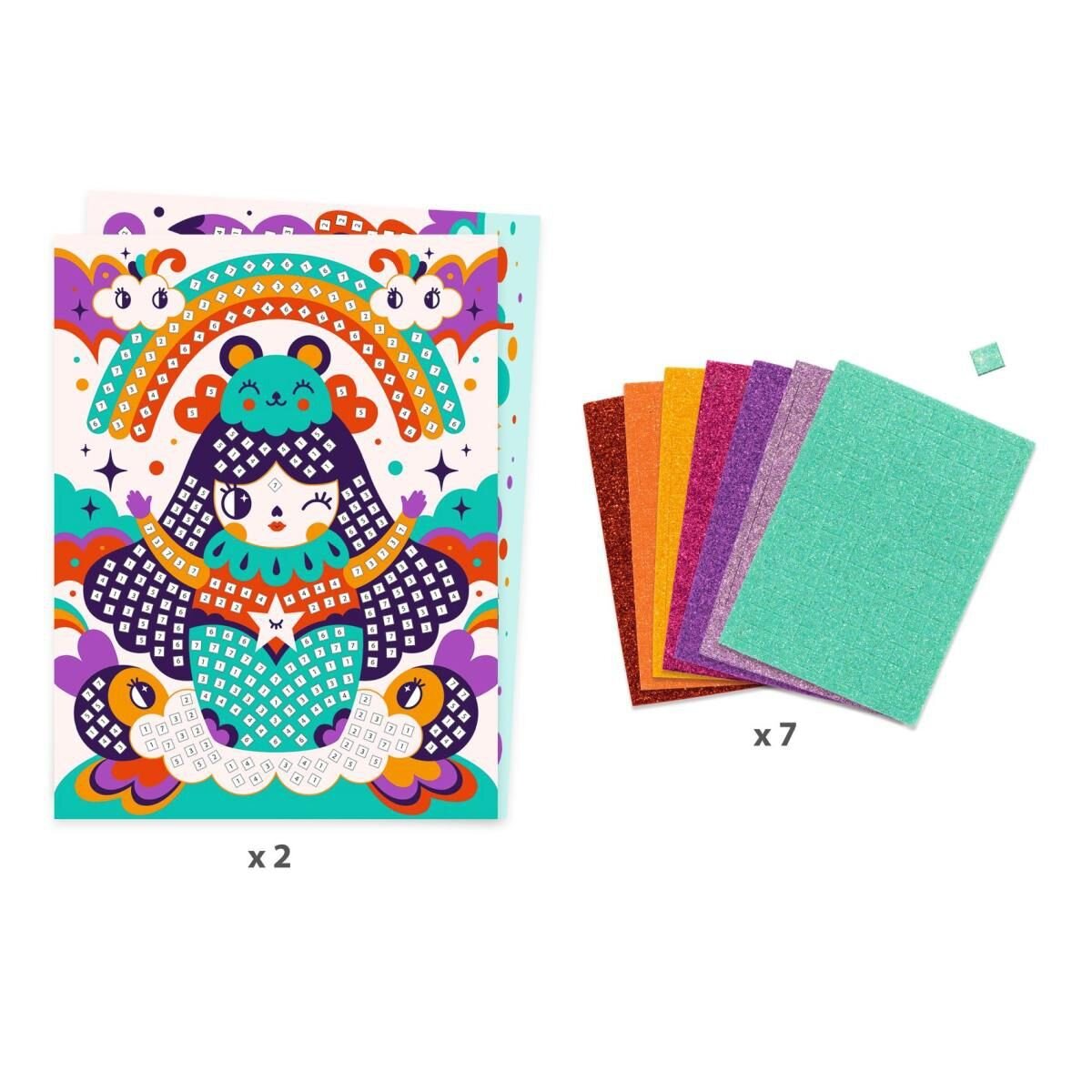 Djeco Mosaike: Glitzer Kokeshi