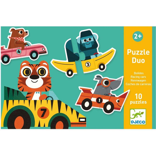 Djeco Lernspiele: Puzzle duo: Rennautos