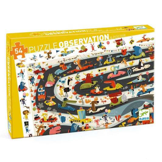 Djeco Wimmelpuzzle: Auto Ralley, 54 Teile